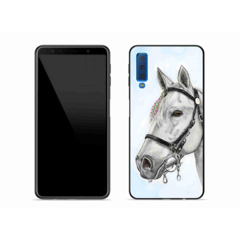 Gelový kryt mmCase na mobil Samsung Galaxy A7 (2018) - bílý kůň 1
