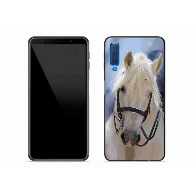 Gelový kryt mmCase na mobil Samsung Galaxy A7 (2018) - bílý kůň