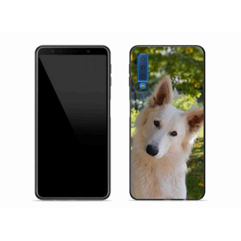 Gelový kryt mmCase na mobil Samsung Galaxy A7 (2018) - bílý švýcarský ovčák 1