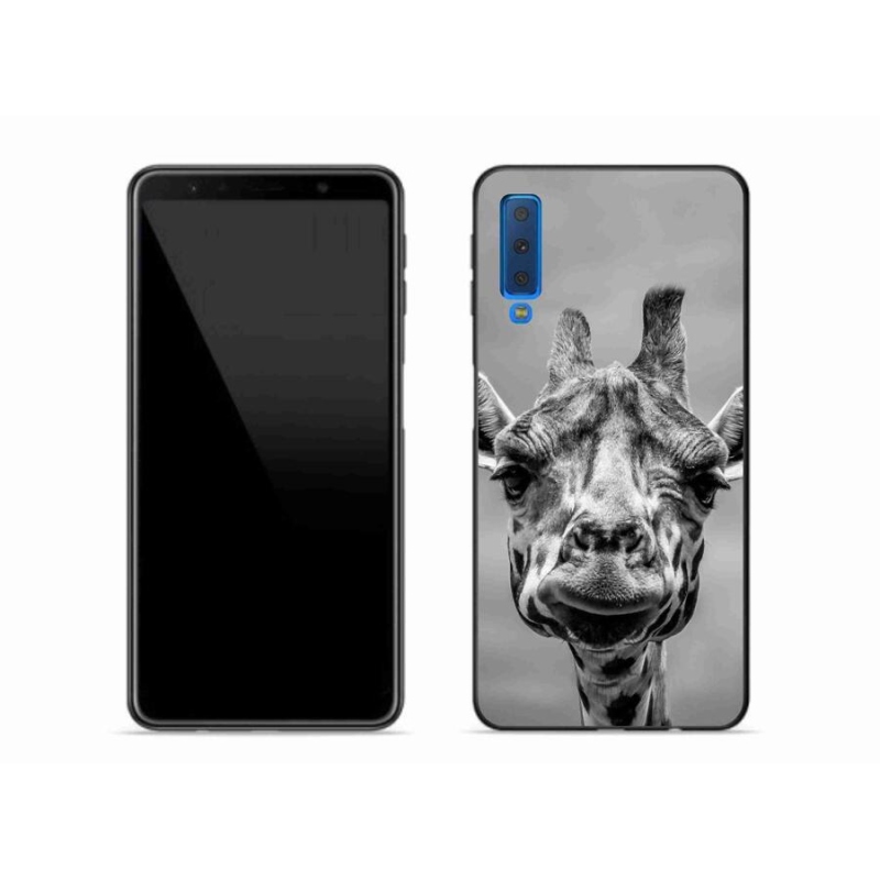 Gelový kryt mmCase na mobil Samsung Galaxy A7 (2018) - černobílá žirafa