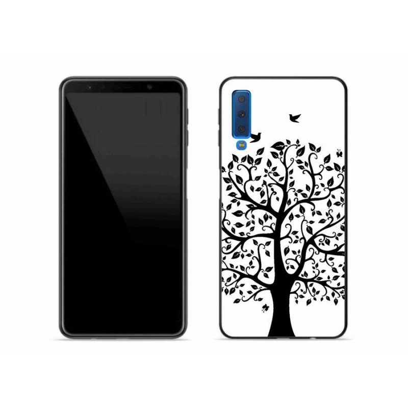 Gelový kryt mmCase na mobil Samsung Galaxy A7 (2018) - černobílý strom