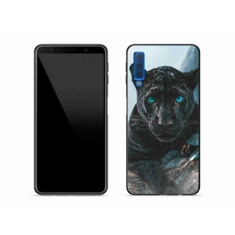Gelový kryt mmCase na mobil Samsung Galaxy A7 (2018) - černý panter