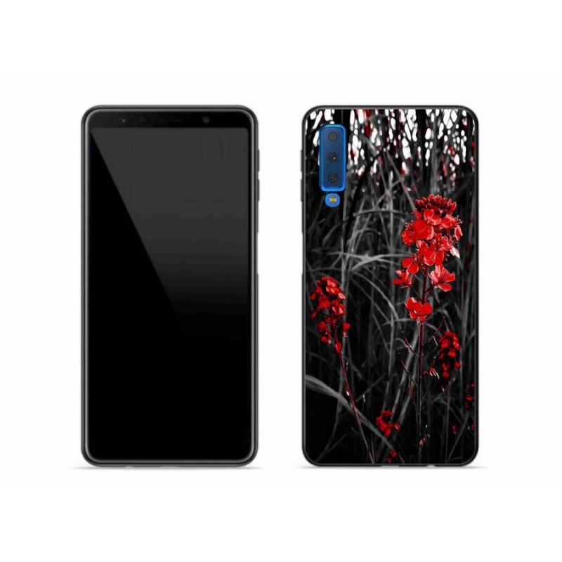 Gelový kryt mmCase na mobil Samsung Galaxy A7 (2018) - červená rostlina
