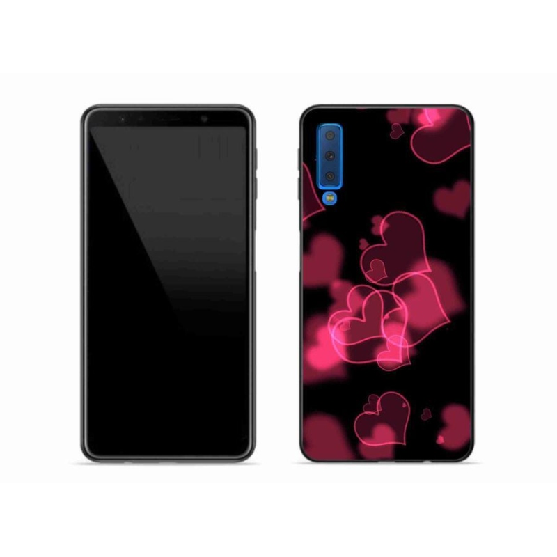 Gelový kryt mmCase na mobil Samsung Galaxy A7 (2018) - červená srdíčka