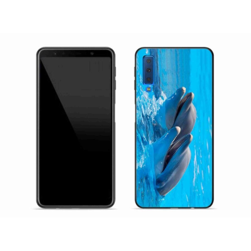 Gelový kryt mmCase na mobil Samsung Galaxy A7 (2018) - delfíni