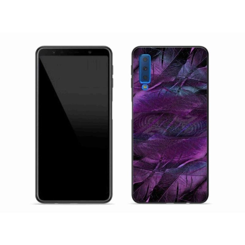 Gelový kryt mmCase na mobil Samsung Galaxy A7 (2018) - fialová pírka