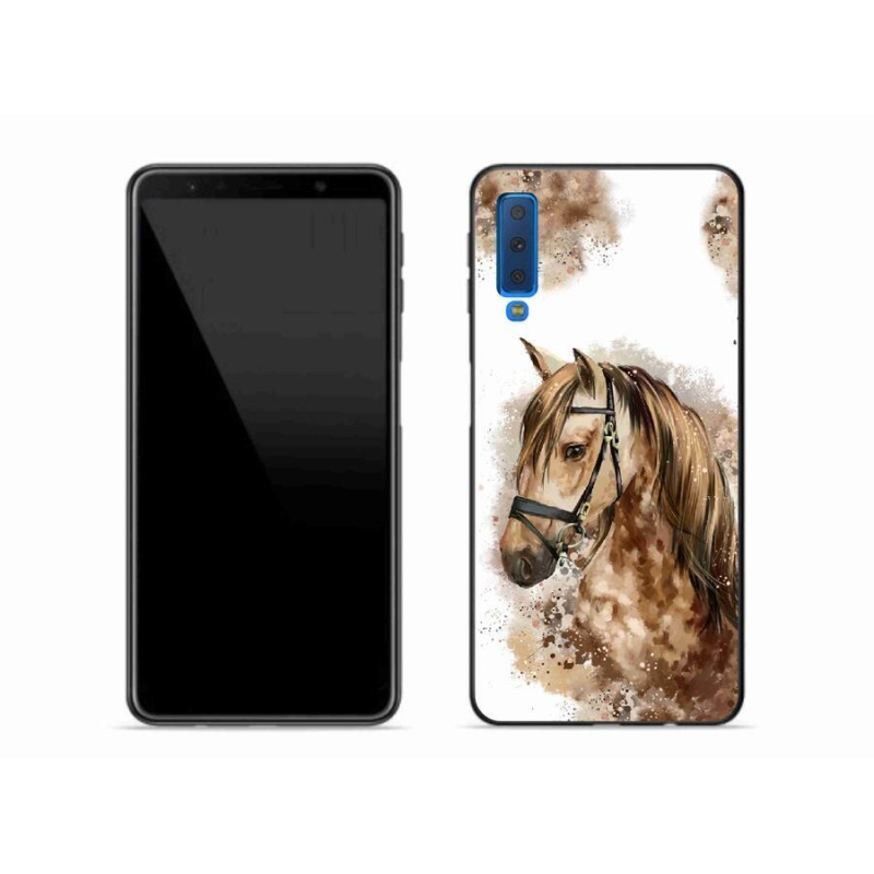 Gelový kryt mmCase na mobil Samsung Galaxy A7 (2018) - hnědý kreslený kůň