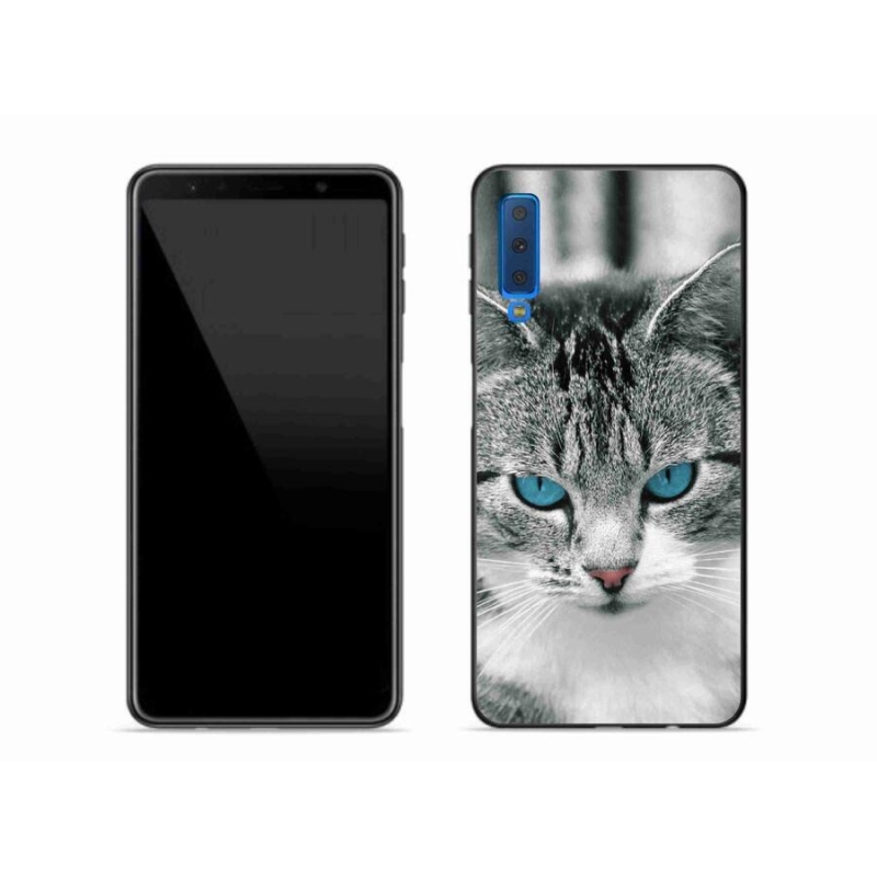 Gelový kryt mmCase na mobil Samsung Galaxy A7 (2018) - kočičí pohled 1