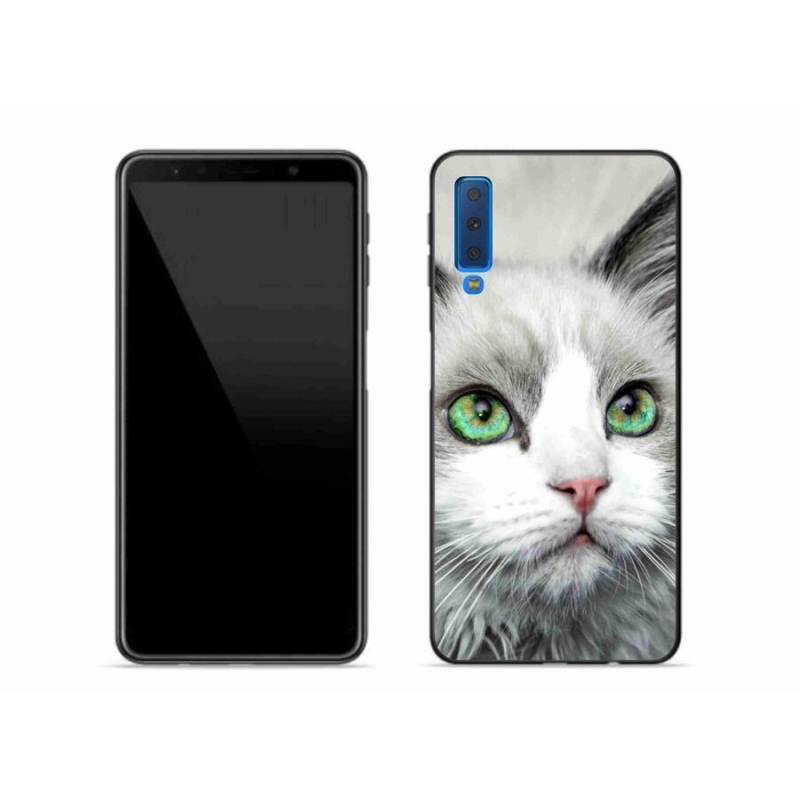Gelový kryt mmCase na mobil Samsung Galaxy A7 (2018) - kočičí pohled