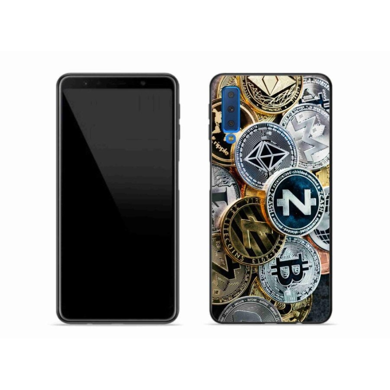 Gelový kryt mmCase na mobil Samsung Galaxy A7 (2018) - kryptoměny