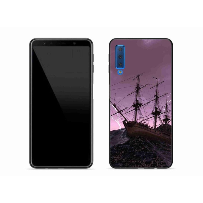 Gelový kryt mmCase na mobil Samsung Galaxy A7 (2018) - loď v bouři