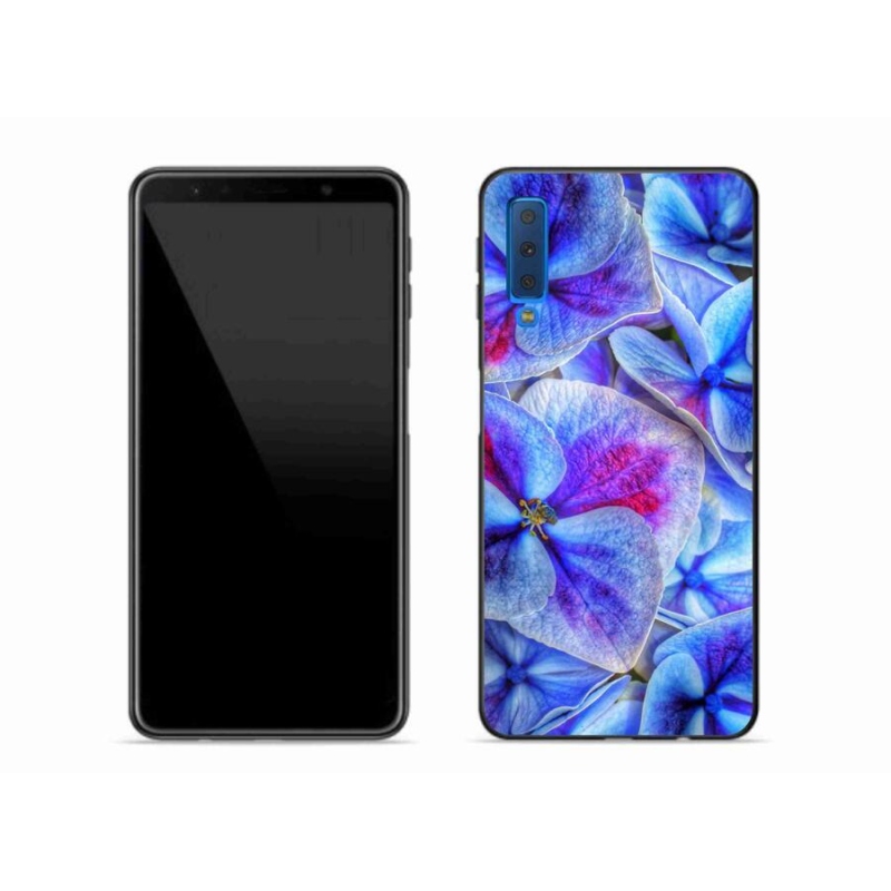 Gelový kryt mmCase na mobil Samsung Galaxy A7 (2018) - modré květy 1