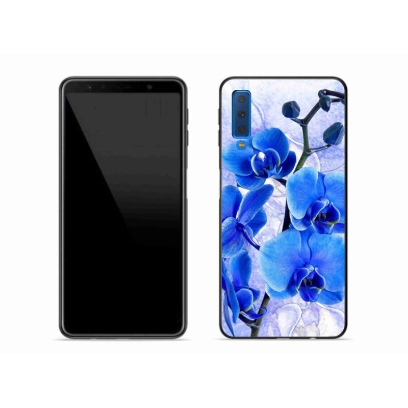 Gelový kryt mmCase na mobil Samsung Galaxy A7 (2018) - modré květy