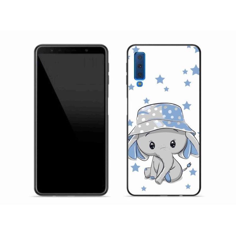 Gelový kryt mmCase na mobil Samsung Galaxy A7 (2018) - modrý slon