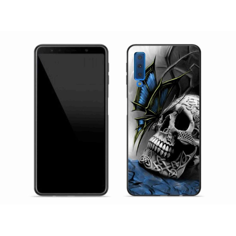 Gelový kryt mmCase na mobil Samsung Galaxy A7 (2018) - motýl a lebka