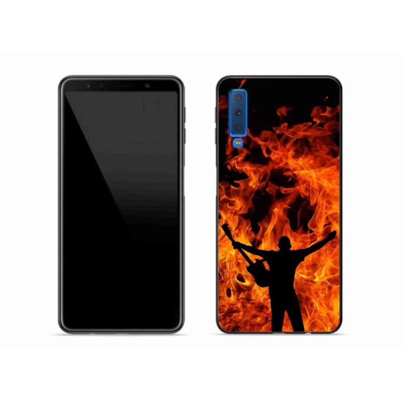 Gelový kryt mmCase na mobil Samsung Galaxy A7 (2018) - muzikant a oheň