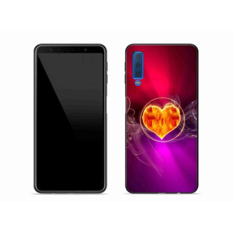 Gelový kryt mmCase na mobil Samsung Galaxy A7 (2018) - ohnivé srdce