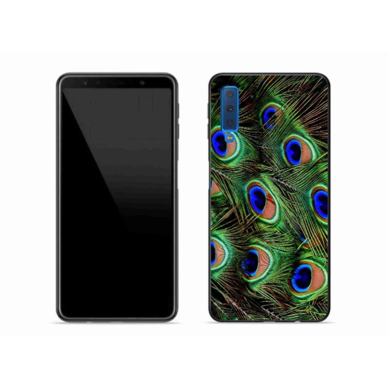 Gelový kryt mmCase na mobil Samsung Galaxy A7 (2018) - paví peří