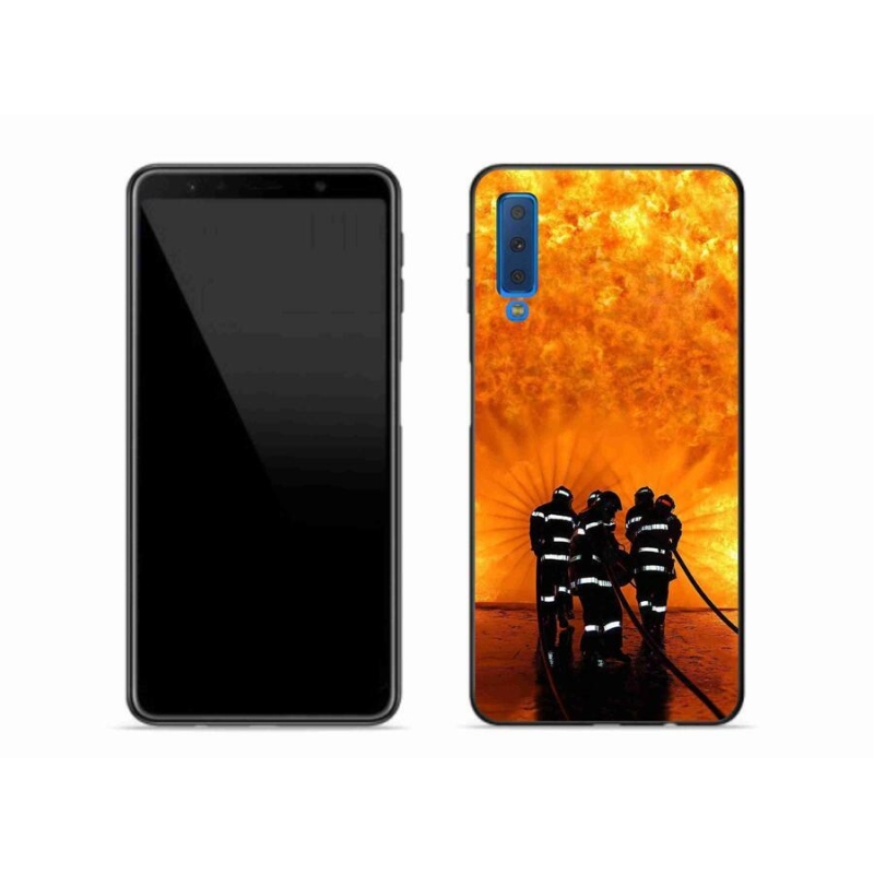 Gelový kryt mmCase na mobil Samsung Galaxy A7 (2018) - požár