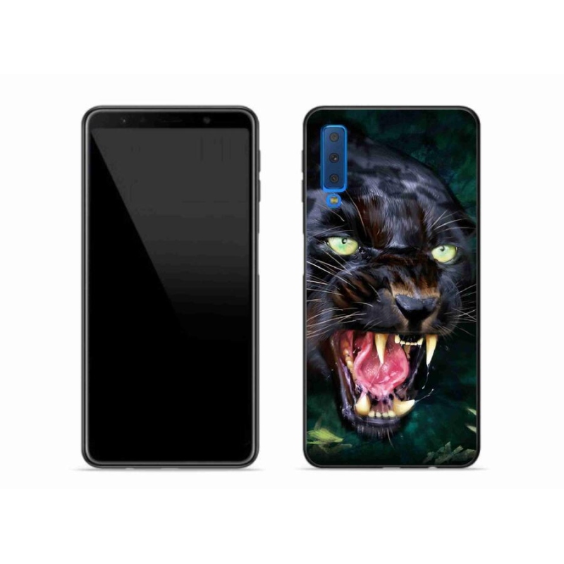 Gelový kryt mmCase na mobil Samsung Galaxy A7 (2018) - rozzuřený černý panter