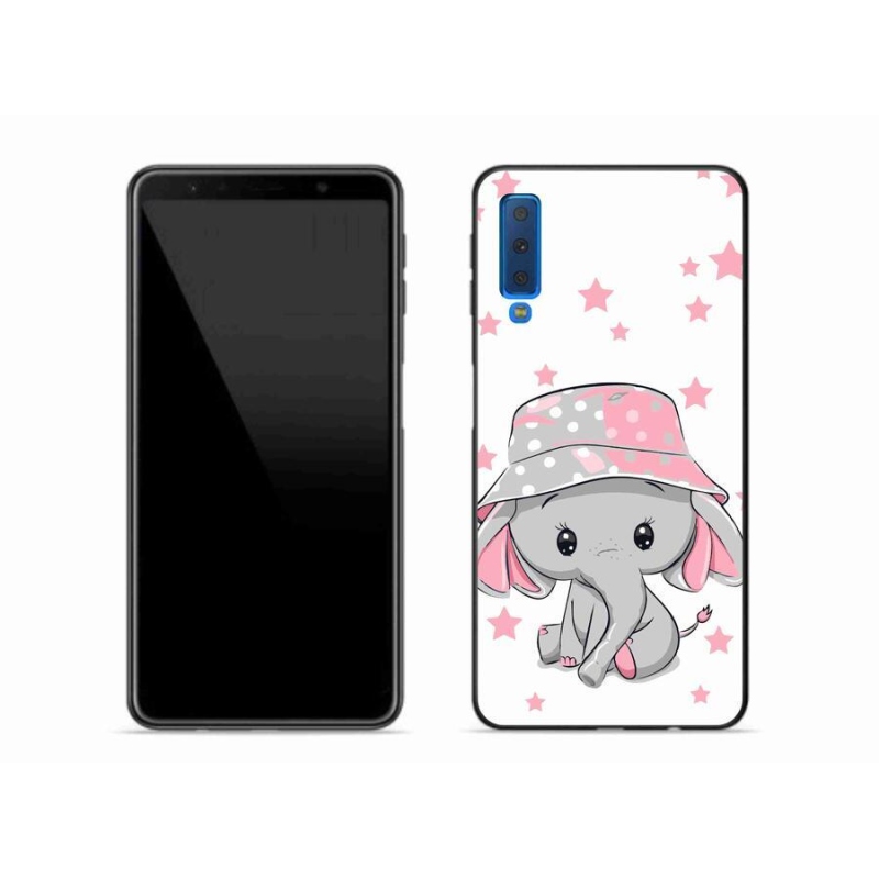 Gelový kryt mmCase na mobil Samsung Galaxy A7 (2018) - růžový slon