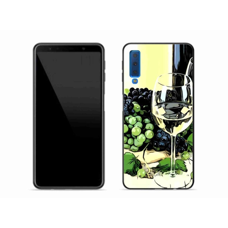 Gelový kryt mmCase na mobil Samsung Galaxy A7 (2018) - sklenka vína