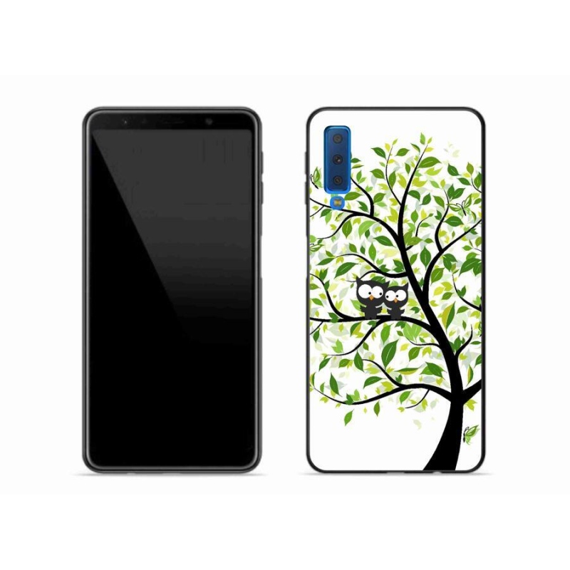 Gelový kryt mmCase na mobil Samsung Galaxy A7 (2018) - sovičky na stromě
