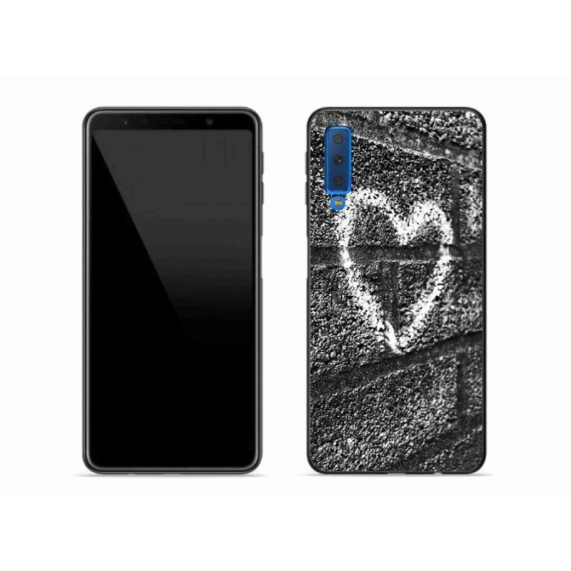 Gelový kryt mmCase na mobil Samsung Galaxy A7 (2018) - srdce na zdi