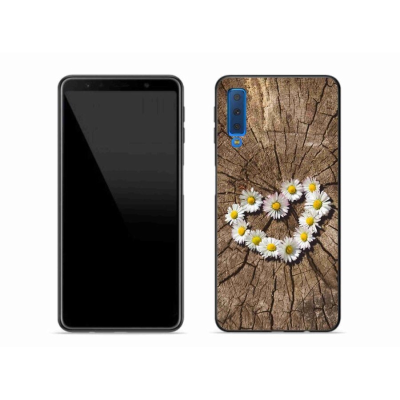 Gelový kryt mmCase na mobil Samsung Galaxy A7 (2018) - srdce z kopretin