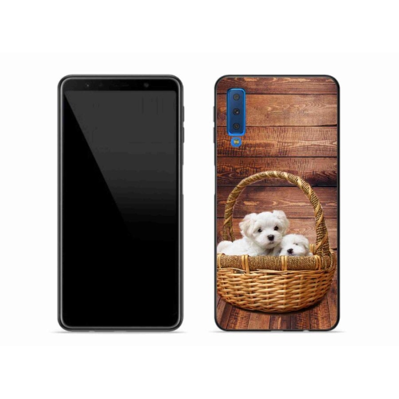 Gelový kryt mmCase na mobil Samsung Galaxy A7 (2018) - štěňátka