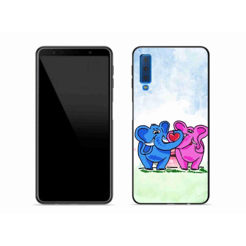 Gelový kryt mmCase na mobil Samsung Galaxy A7 (2018) - zamilovaní sloni