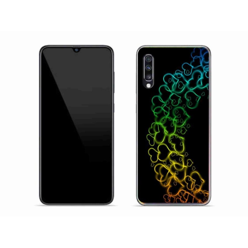 Gelový kryt mmCase na mobil Samsung Galaxy A70 - barevná srdíčka