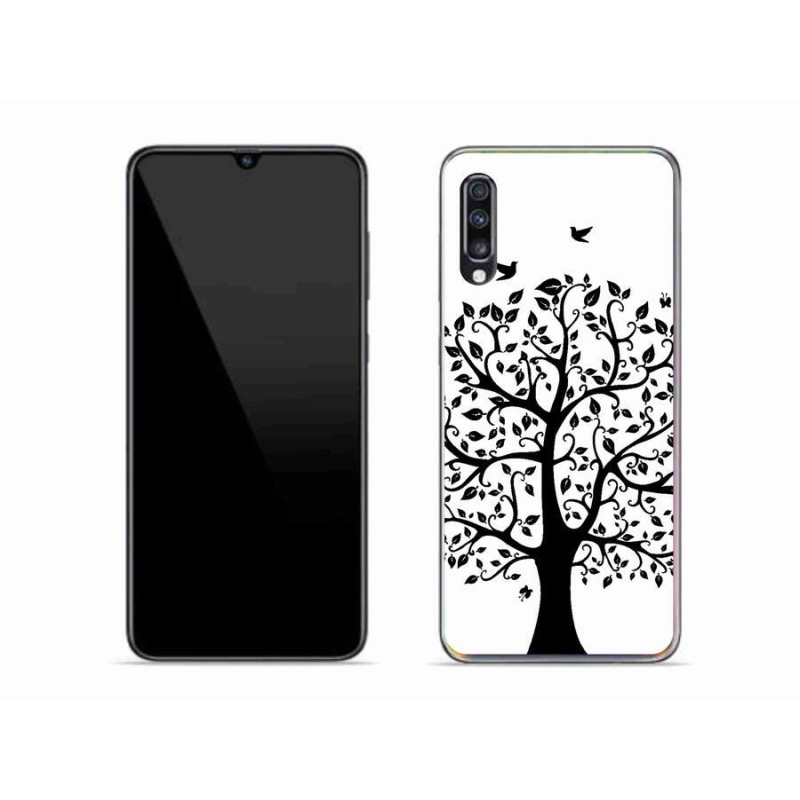 Gelový kryt mmCase na mobil Samsung Galaxy A70 - černobílý strom