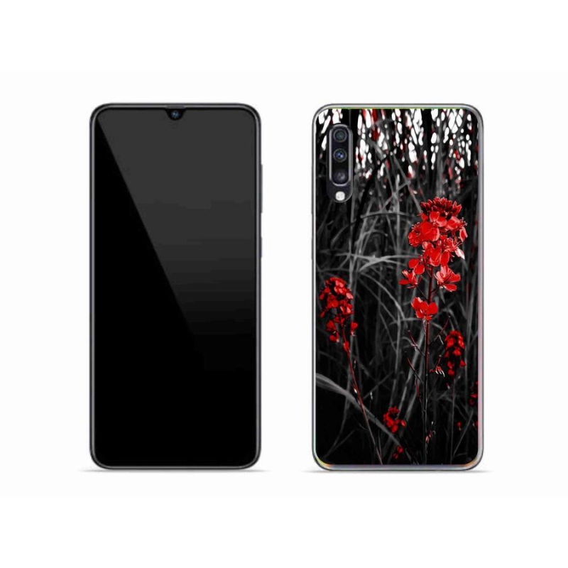 Gelový kryt mmCase na mobil Samsung Galaxy A70 - červená rostlina