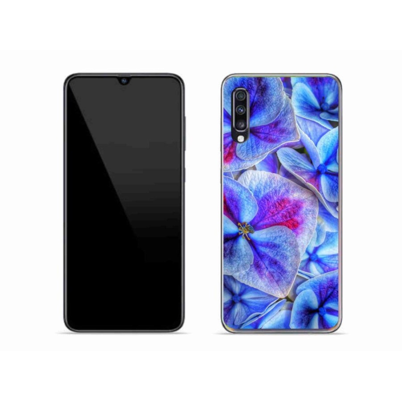 Gelový kryt mmCase na mobil Samsung Galaxy A70 - modré květy 1