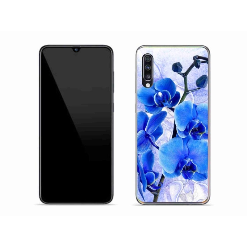 Gelový kryt mmCase na mobil Samsung Galaxy A70 - modré květy