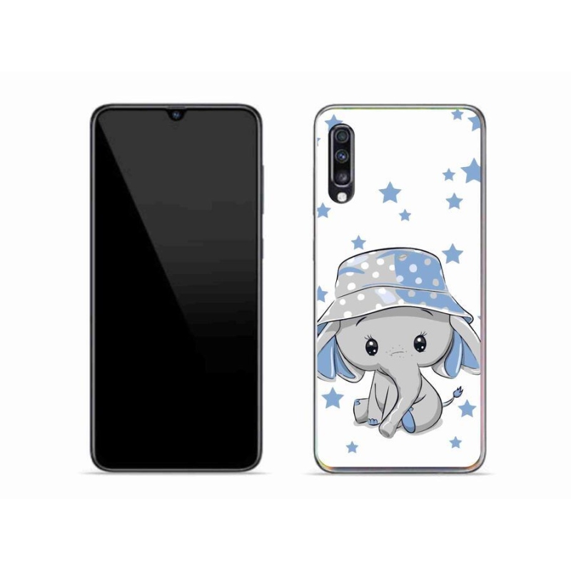 Gelový kryt mmCase na mobil Samsung Galaxy A70 - modrý slon
