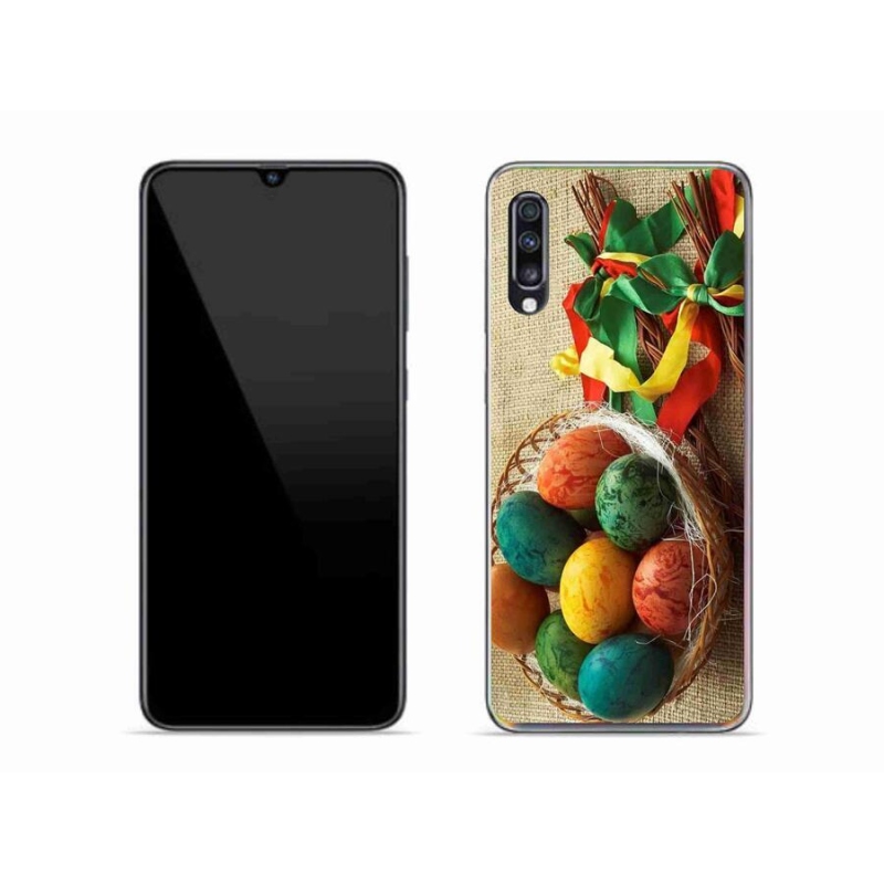 Gelový kryt mmCase na mobil Samsung Galaxy A70 - pomlázky a vajíčka