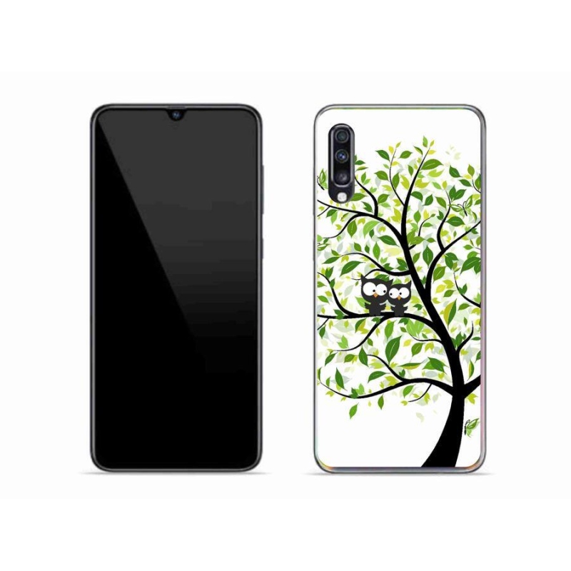 Gelový kryt mmCase na mobil Samsung Galaxy A70 - sovičky na stromě