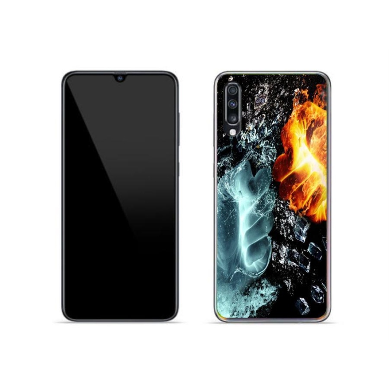 Gelový kryt mmCase na mobil Samsung Galaxy A70 - voda a oheň