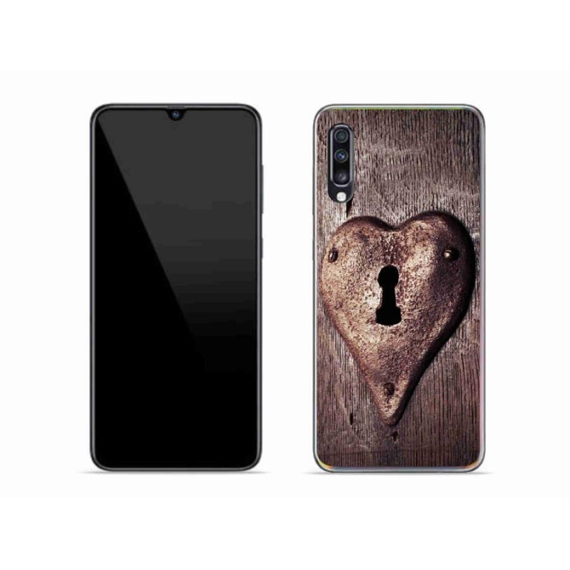 Gelový kryt mmCase na mobil Samsung Galaxy A70 - zámek ve tvaru srdce