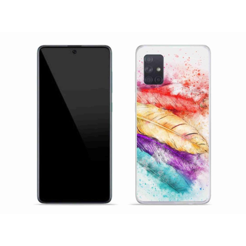 Gelový kryt mmCase na mobil Samsung Galaxy A71 - barevné peří
