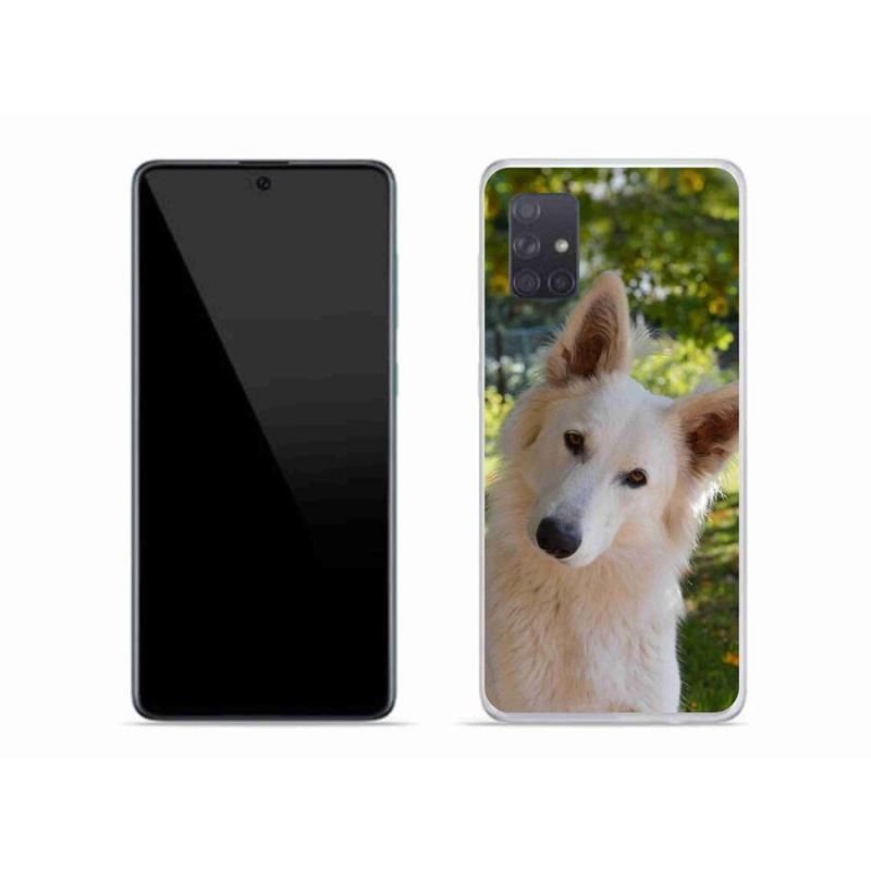 Gelový kryt mmCase na mobil Samsung Galaxy A71 - bílý švýcarský ovčák 1