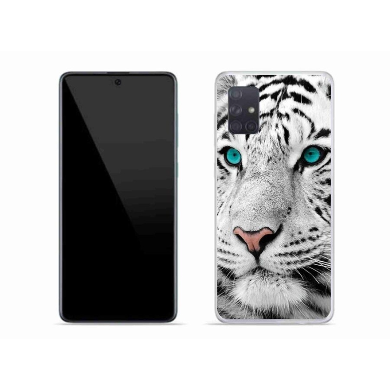 Gelový kryt mmCase na mobil Samsung Galaxy A71 - bílý tygr