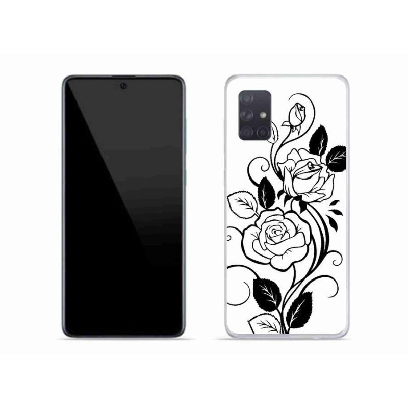 Gelový kryt mmCase na mobil Samsung Galaxy A71 - černobílá růže