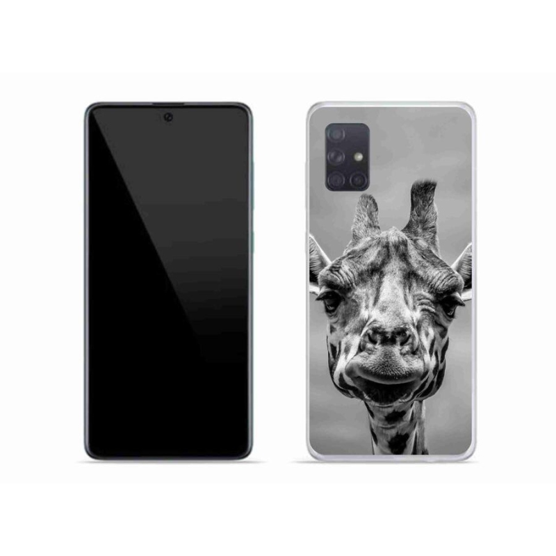 Gelový kryt mmCase na mobil Samsung Galaxy A71 - černobílá žirafa