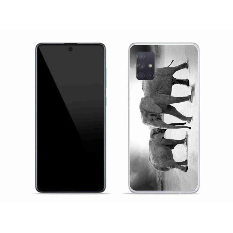 Gelový kryt mmCase na mobil Samsung Galaxy A71 - černobílí sloni