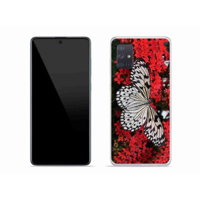 Gelový kryt mmCase na mobil Samsung Galaxy A71 - černobílý motýl 1