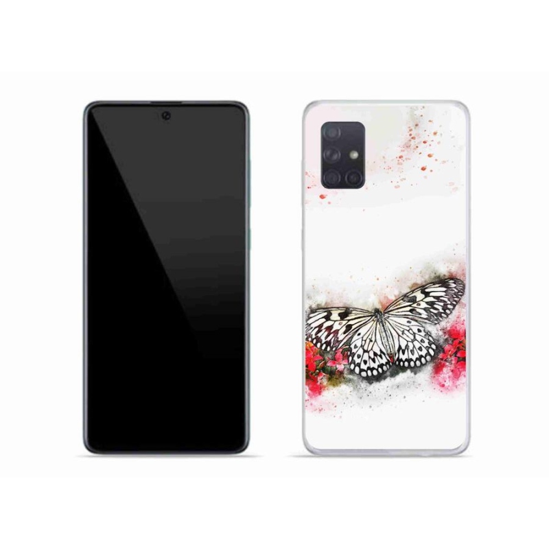 Gelový kryt mmCase na mobil Samsung Galaxy A71 - černobílý motýl