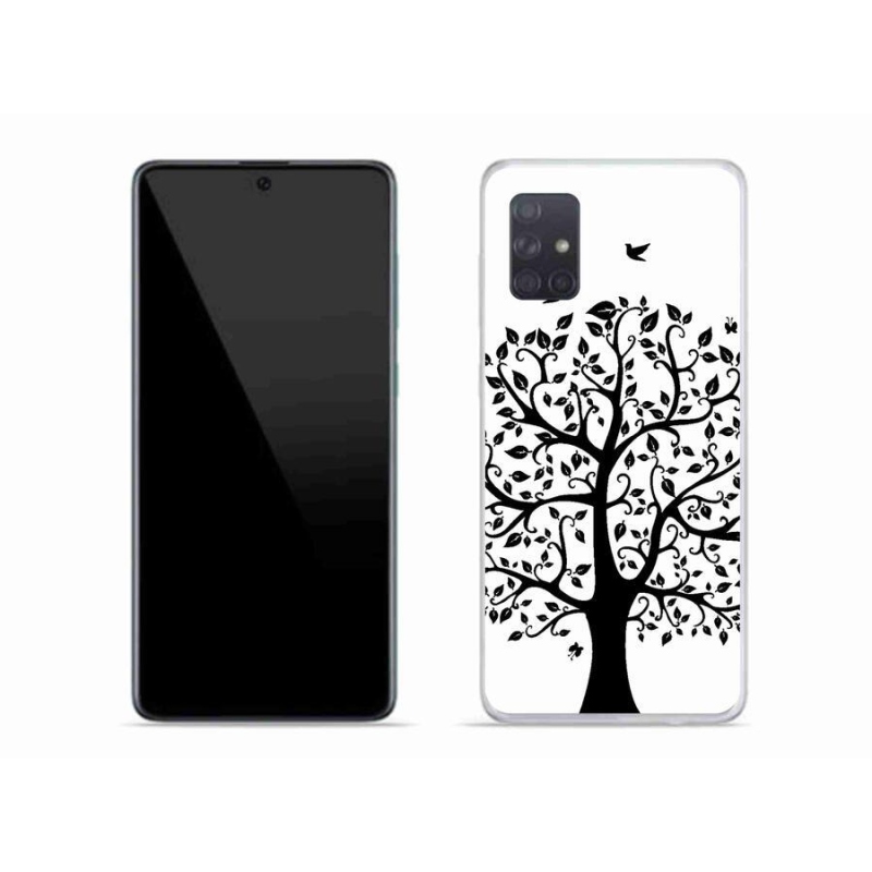 Gelový kryt mmCase na mobil Samsung Galaxy A71 - černobílý strom